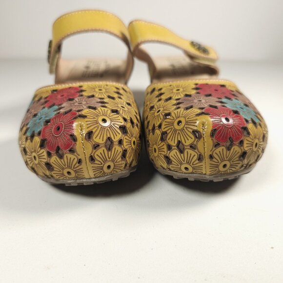 NIB L'ARTISTE Spikey Mary Jane Clogs Slip On Yellow Multi Floral EU 35 - US 5 - Picture 3 of 10